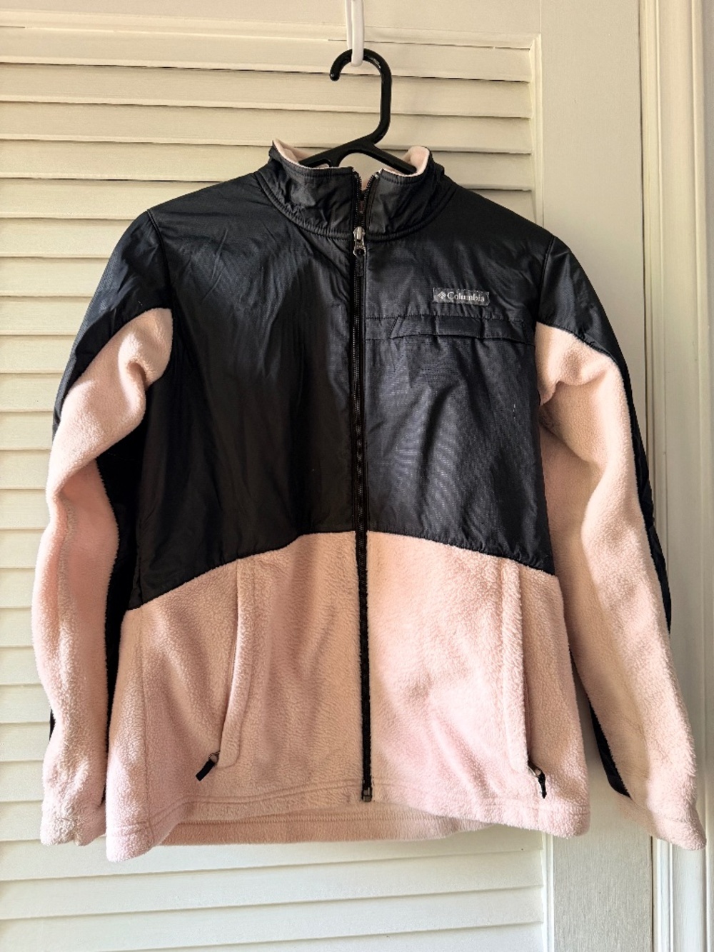 Columbia Girls XL 18/20 Pink Black Colorblock Fleece Jacket Full Zip Gorpcore